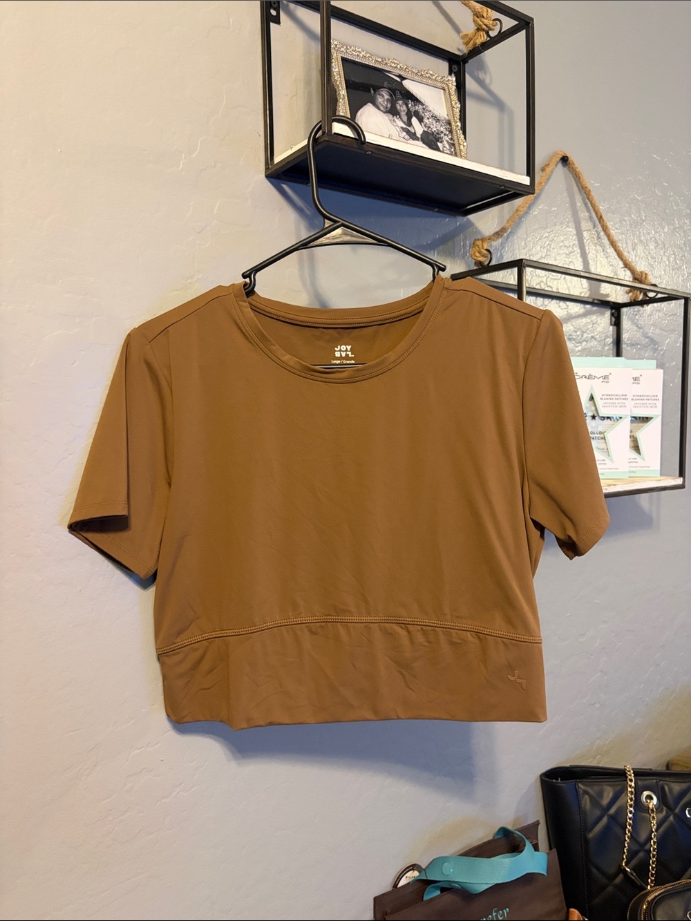 JoyLab Chocolate Brown Cropped Active Tee